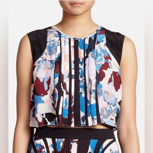 Elizabeth and James Mixed Floral Pleated Crop Top | Size L
